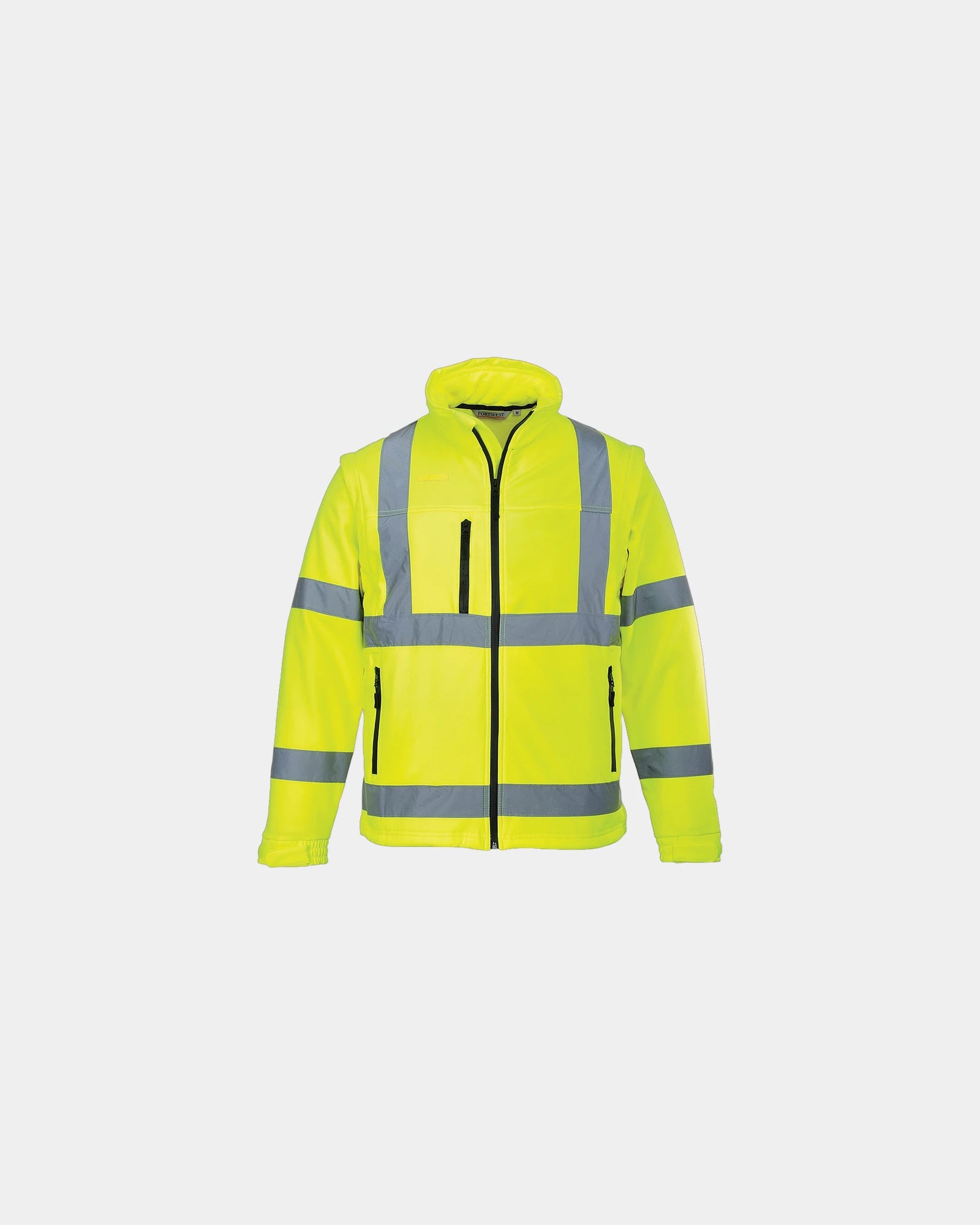 Kurtka softshell HiVis ostrzegawcza z odpinanymi rękawami z nadrukiem - Żółty